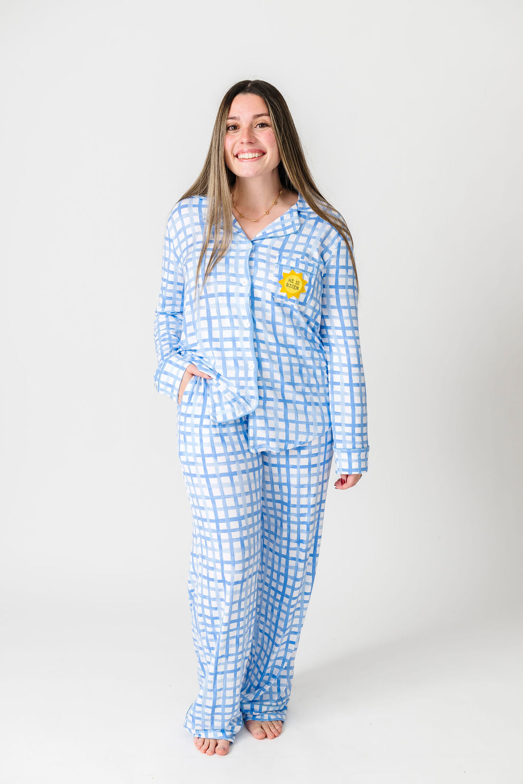 The Risen Son Womens Pj Notch Collar Set Bamboo