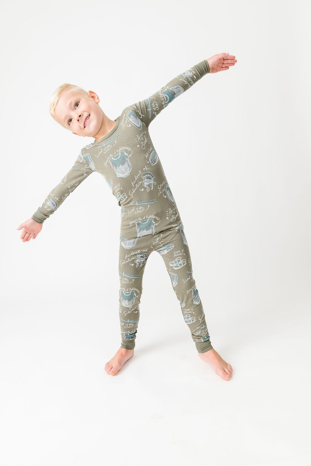 Armor Of God Green Pj Long Sleeve & Pants Set Bamboo