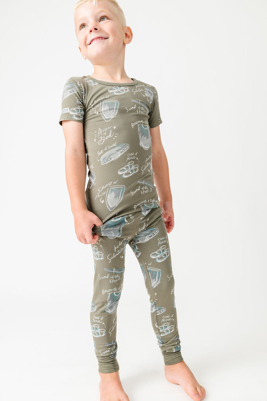 Armor Of God Green Pj Short Sleeve & Pants Set Bamboo