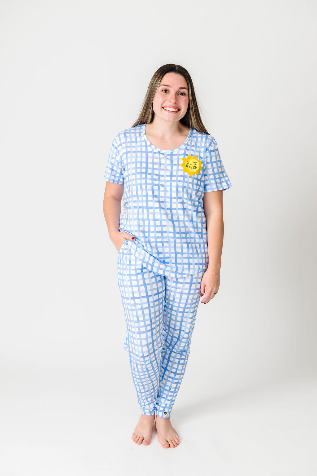 The Risen Son Womens Pj Short Sleeve Jogger Set Bamboo