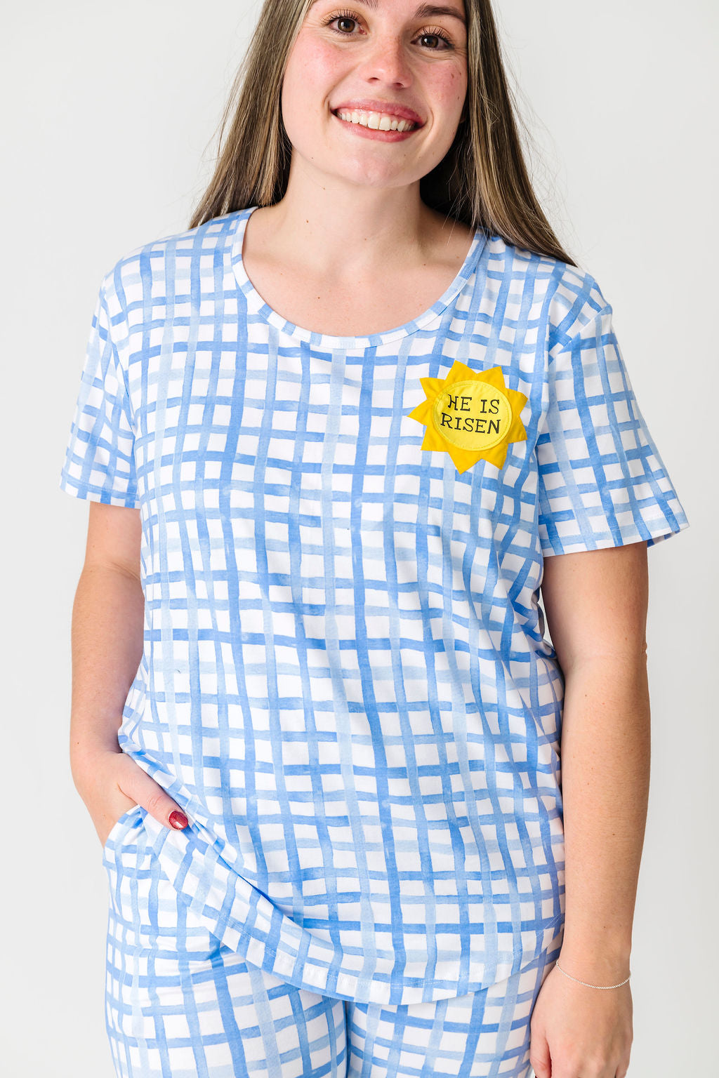 The Risen Son Womens Pj Short Sleeve Jogger Set Bamboo