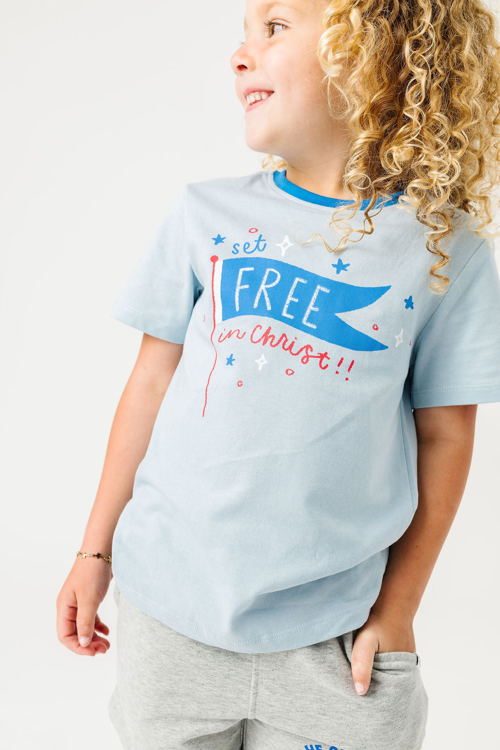 Kids Set Free In Christ T-shirt Cotton | Short Sleeve