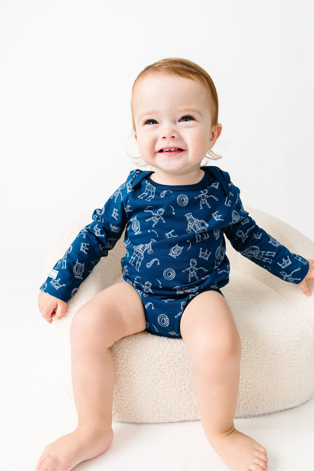 David & Goliath Sailor Blue Long Sleeve Bodysuit Cotton