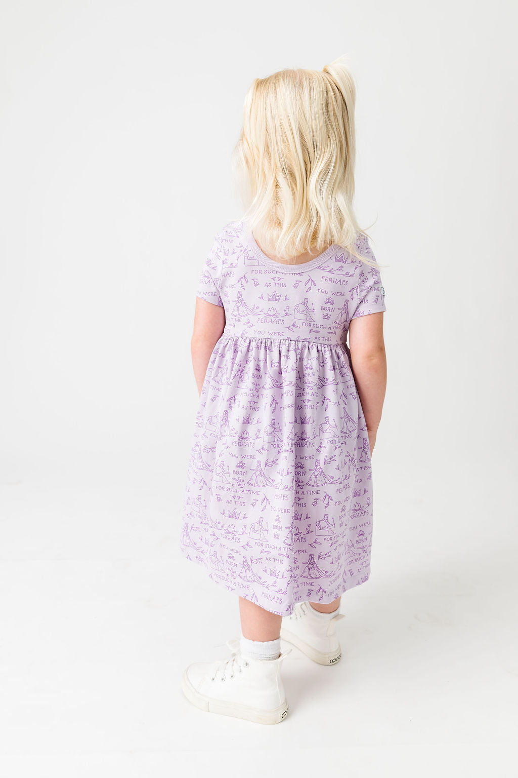 Queen Esther Lavender Twirl Dress Cotton