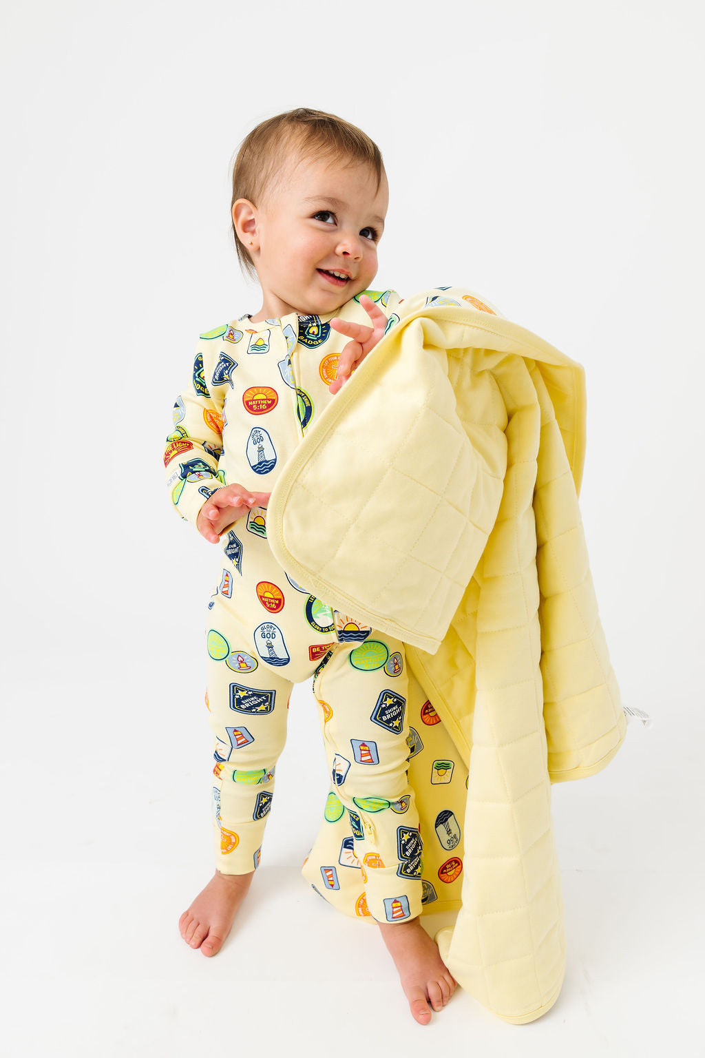 Be The Light Badges Pj Footless Onesie Cotton