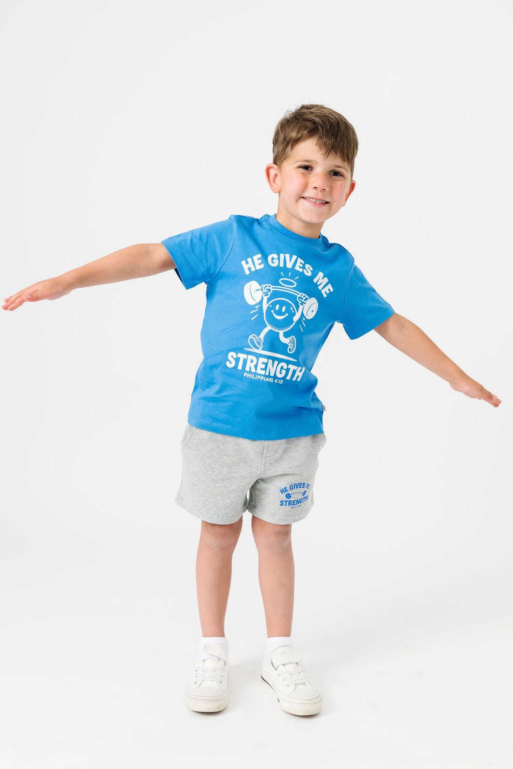 Kids He Gives Me Strength T-shirt Cotton | Short Sleeve