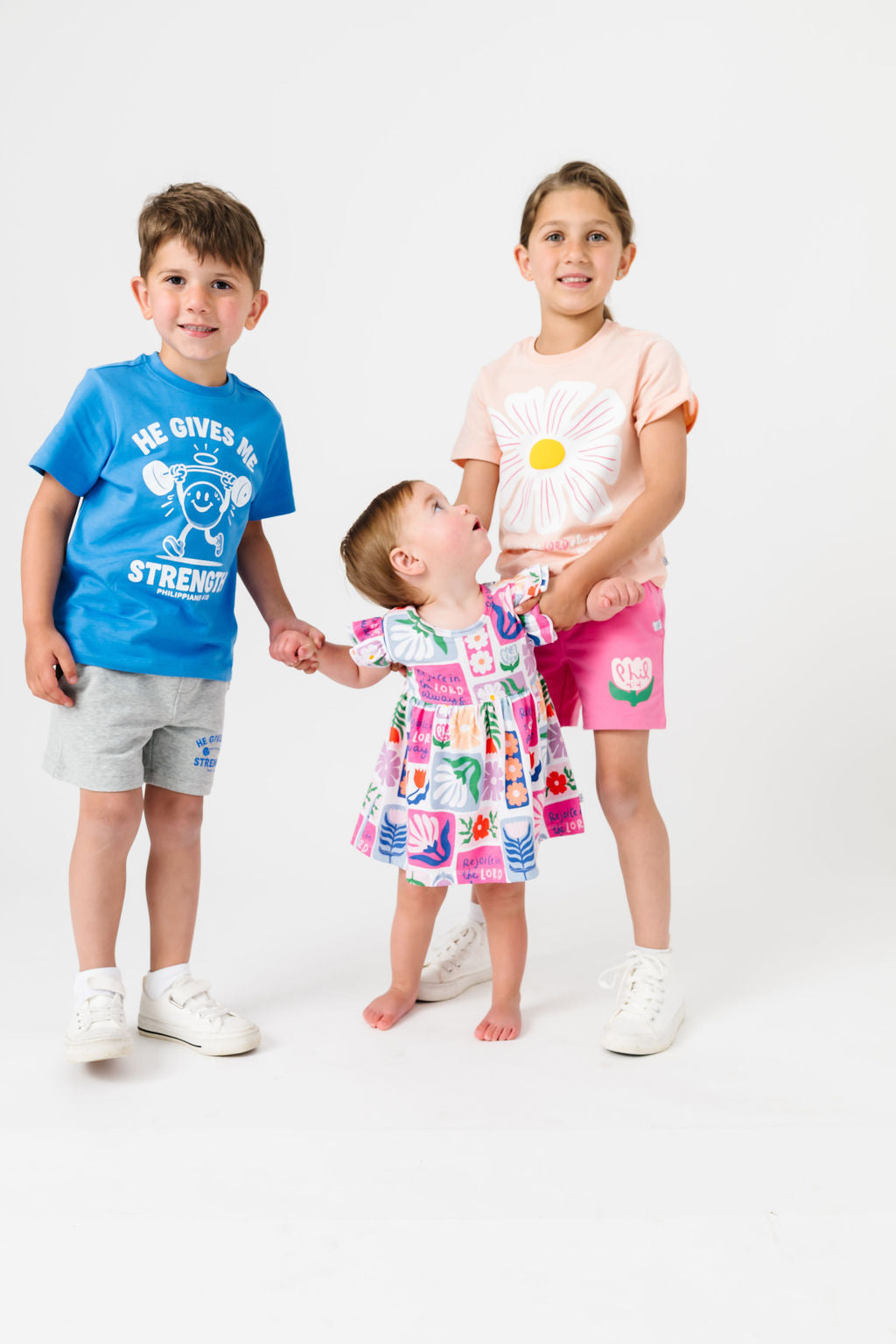 Kids Rejoice In The Lord Floral Shorts