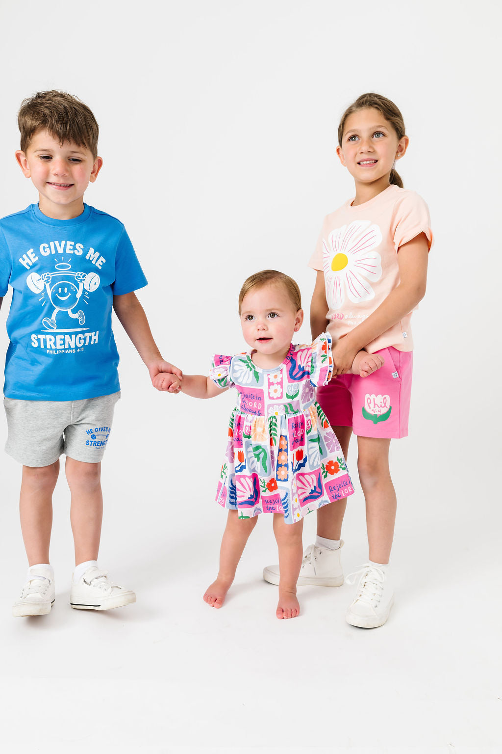 Kids Rejoice In The Lord Floral T-shirt Cotton | Short Sleeve