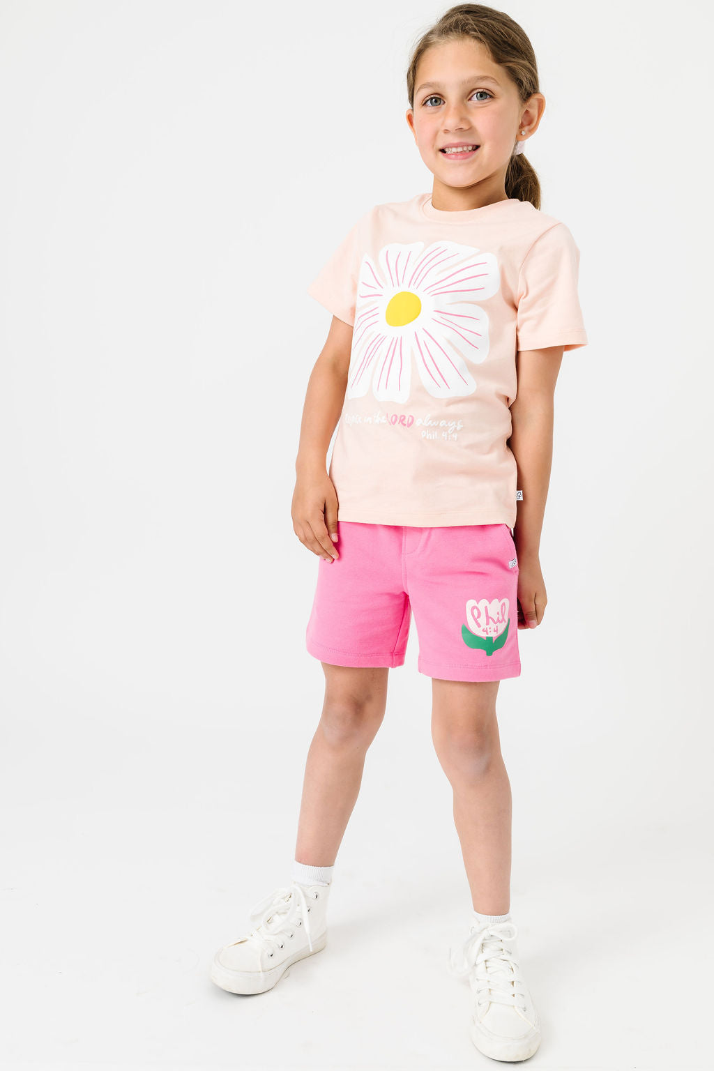 Kids Rejoice In The Lord Floral Shorts