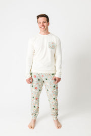Gingerbread Jesus Pj Mens Long Sleeve Jogger Set Cotton