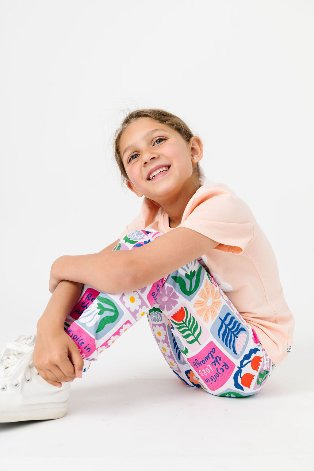 Kids Rejoice In The Lord Floral Leggings