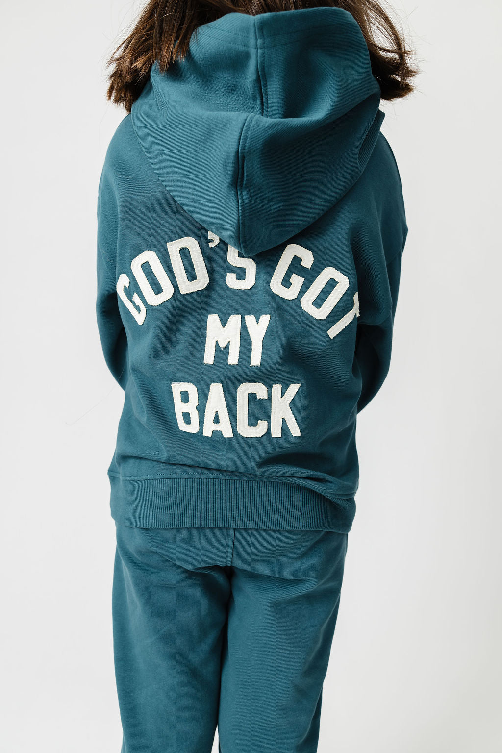 God's Got My Back Teal Fleece Hoodie