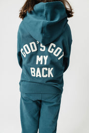 God's Got My Back Teal Fleece Hoodie