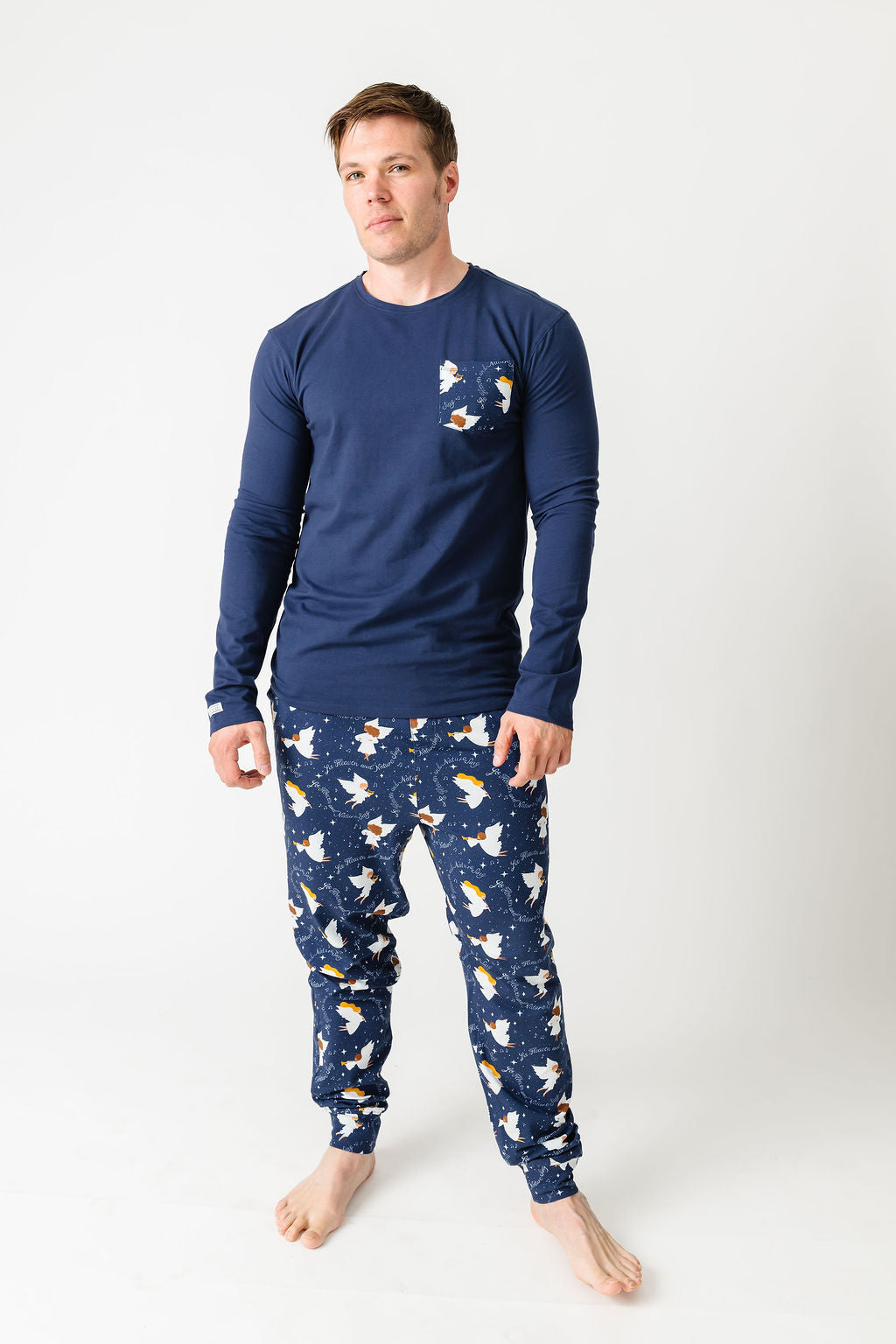 Heaven & Nature Sing Pj Mens Long Sleeve Jogger Set Cotton