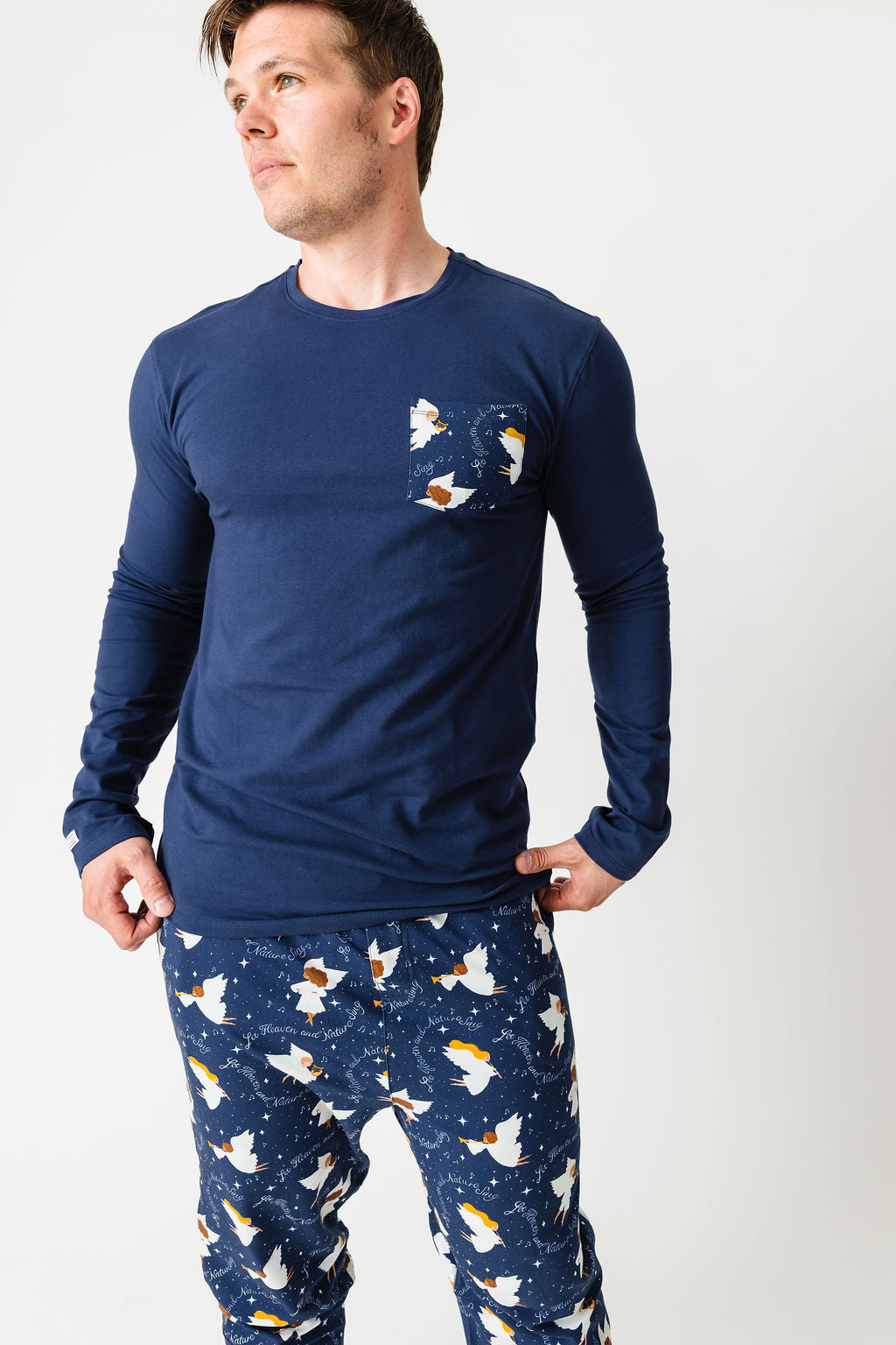 Heaven & Nature Sing Pj Mens Long Sleeve Jogger Set Cotton