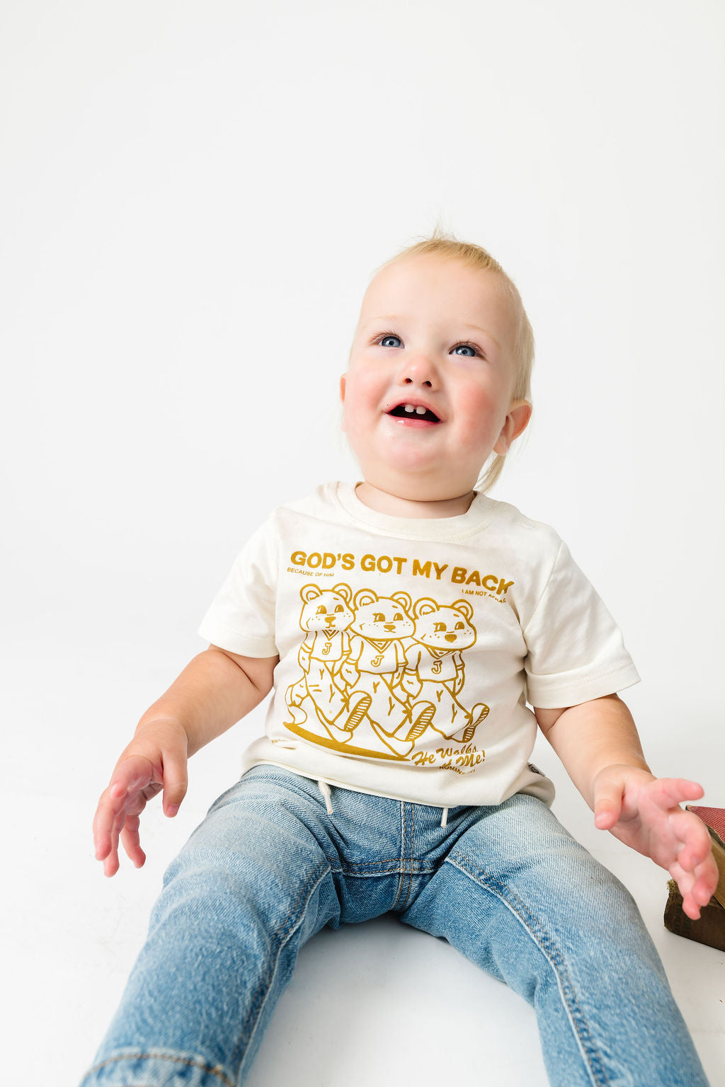 Baby God's Got My Back Tan T-shirt Cotton | Short Sleeve