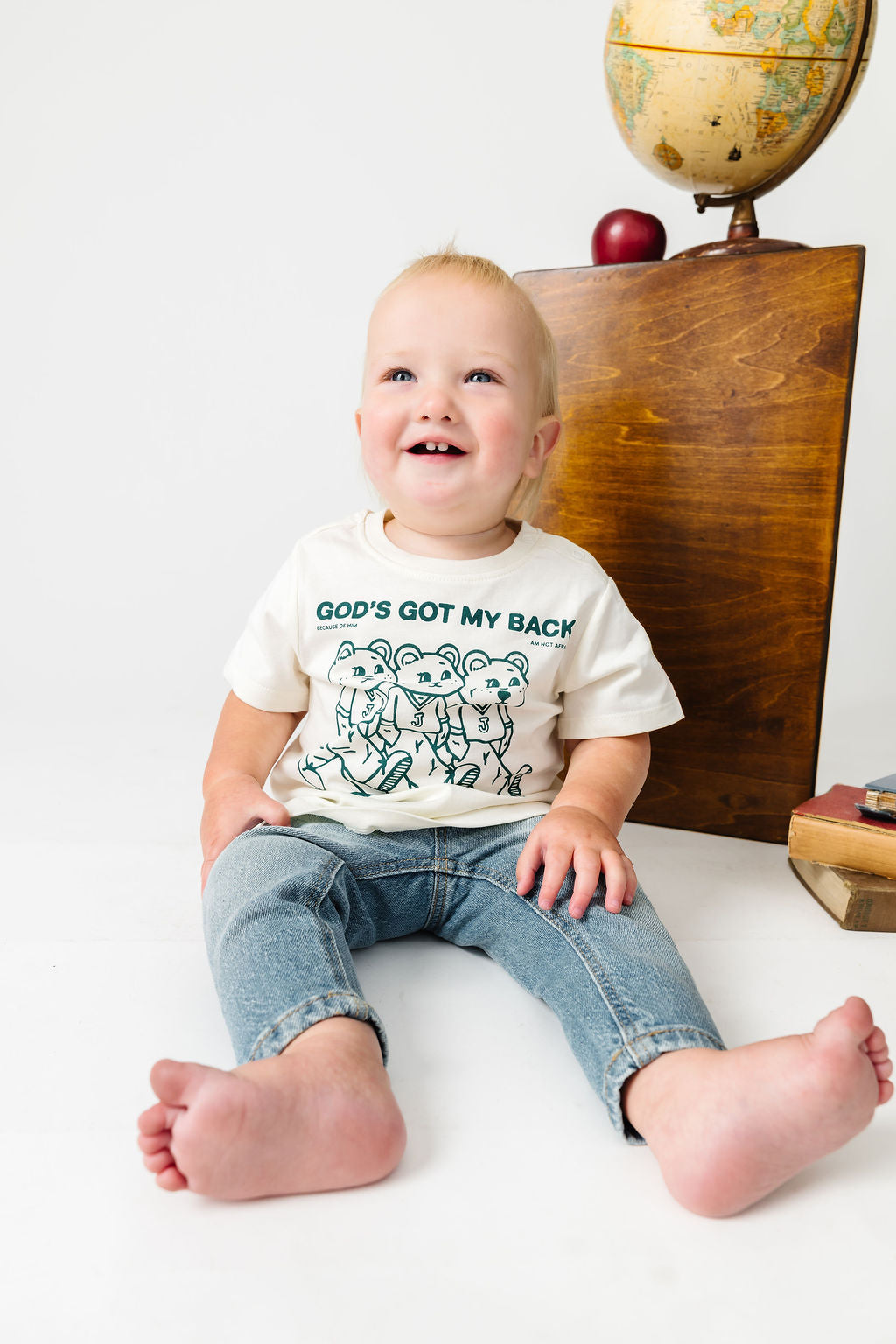 Baby God's Got My Back Teal T-shirt Cotton | Short Sleeve
