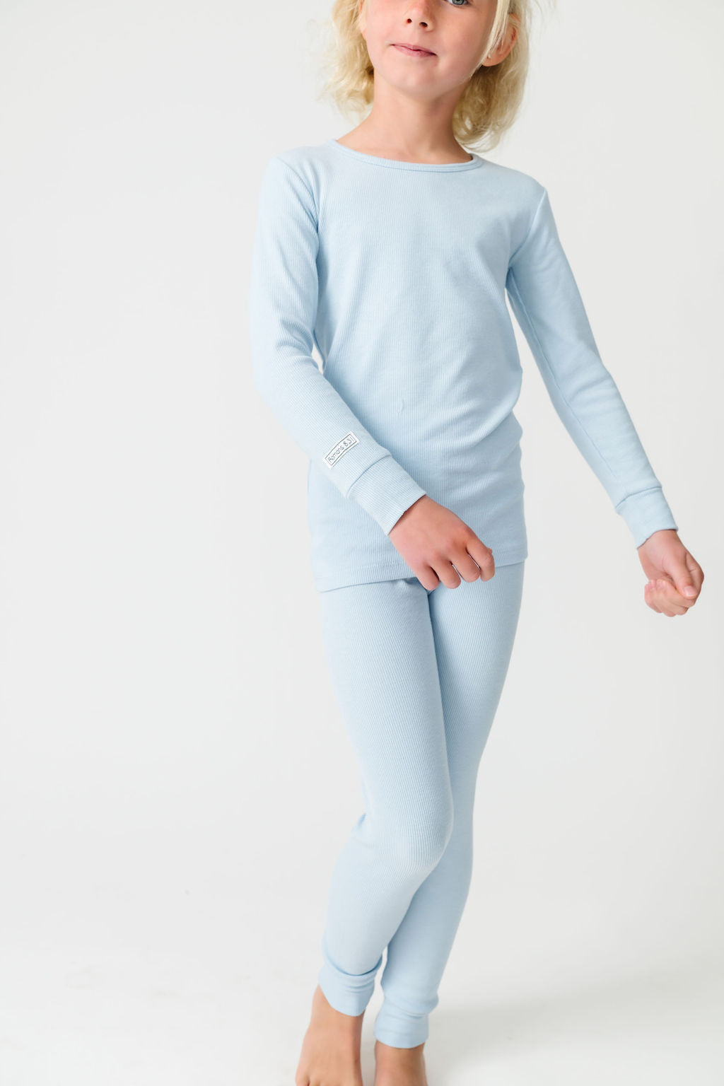 God's Got My Back Blue Pj Long Sleeve Set Ribbed Cotton-bamboo Blend