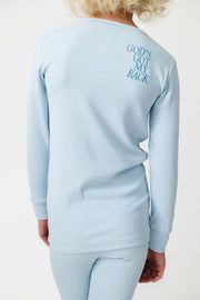 God's Got My Back Blue Pj Long Sleeve Set Ribbed Cotton-bamboo Blend