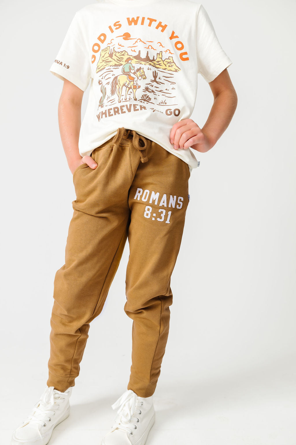 God's Got My Back Tan Fleece Jogger