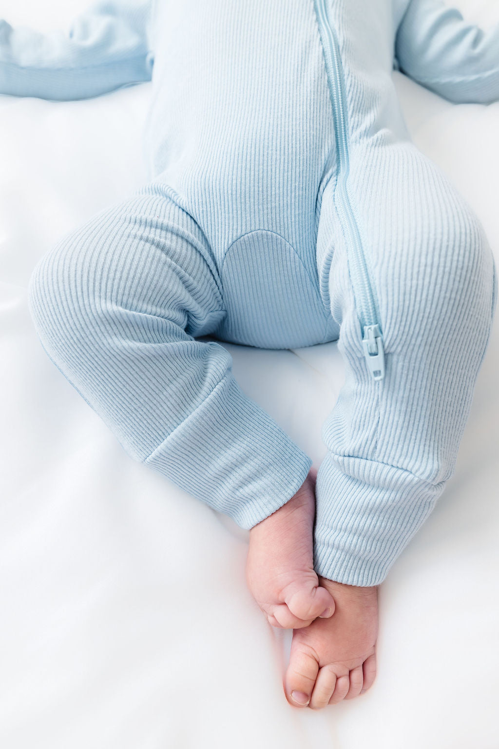 God's Got My Back Blue Pj Footless Onesie Ribbed Cotton-bamboo Blend