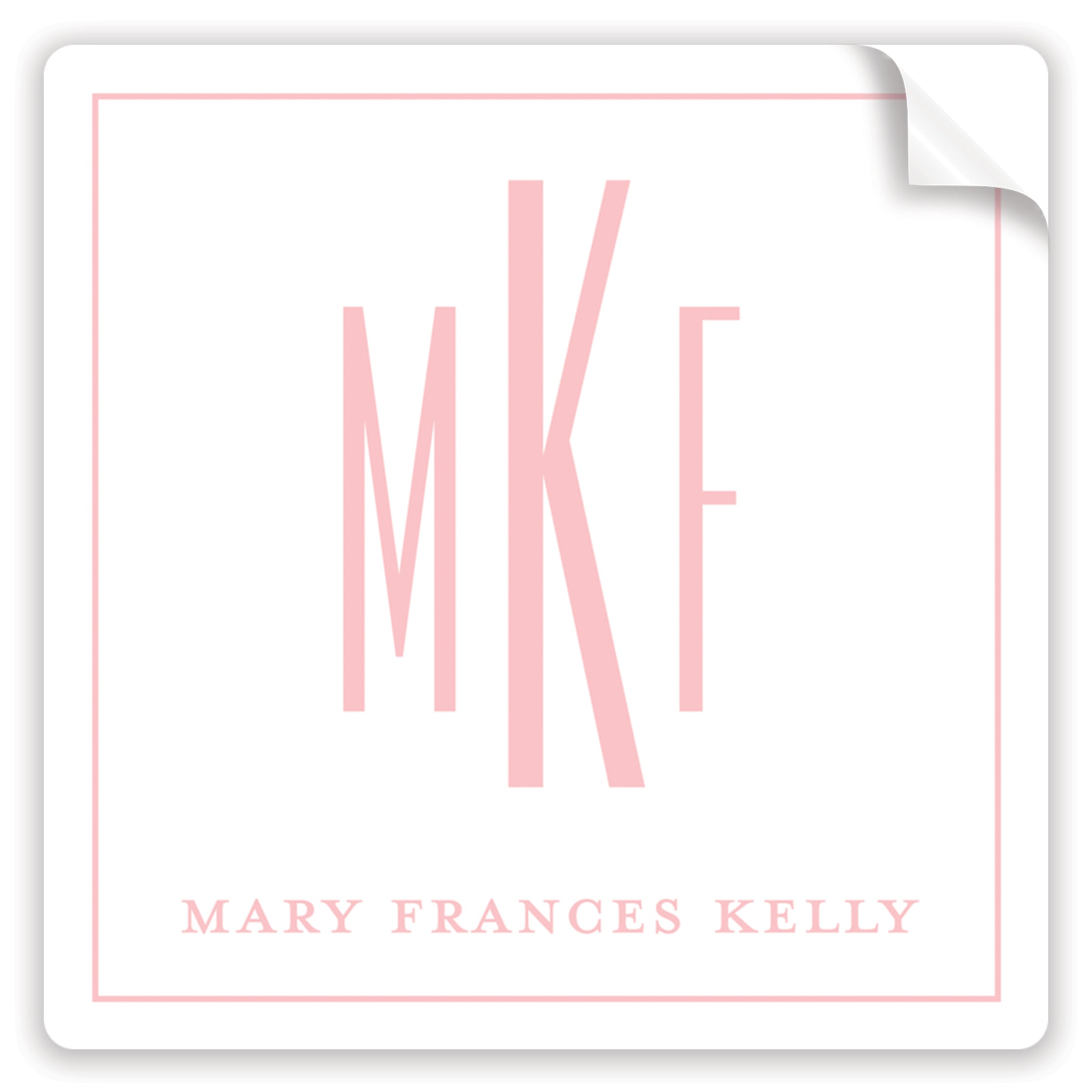 Classic Pink Monogram Stickers