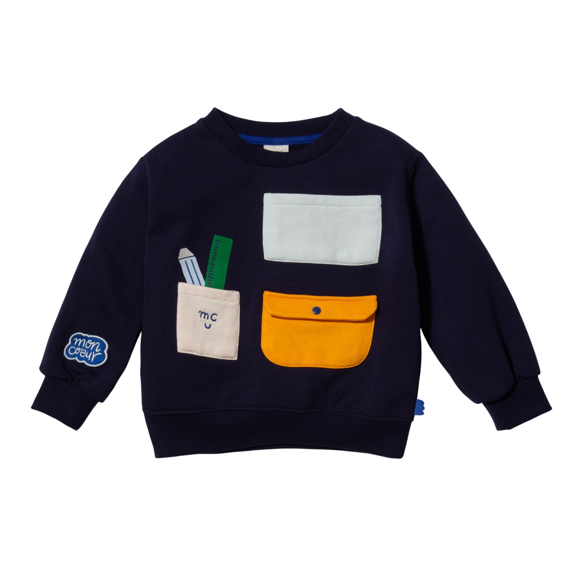 Recycled Cotton Pockets Kid Navy Sweatshirt