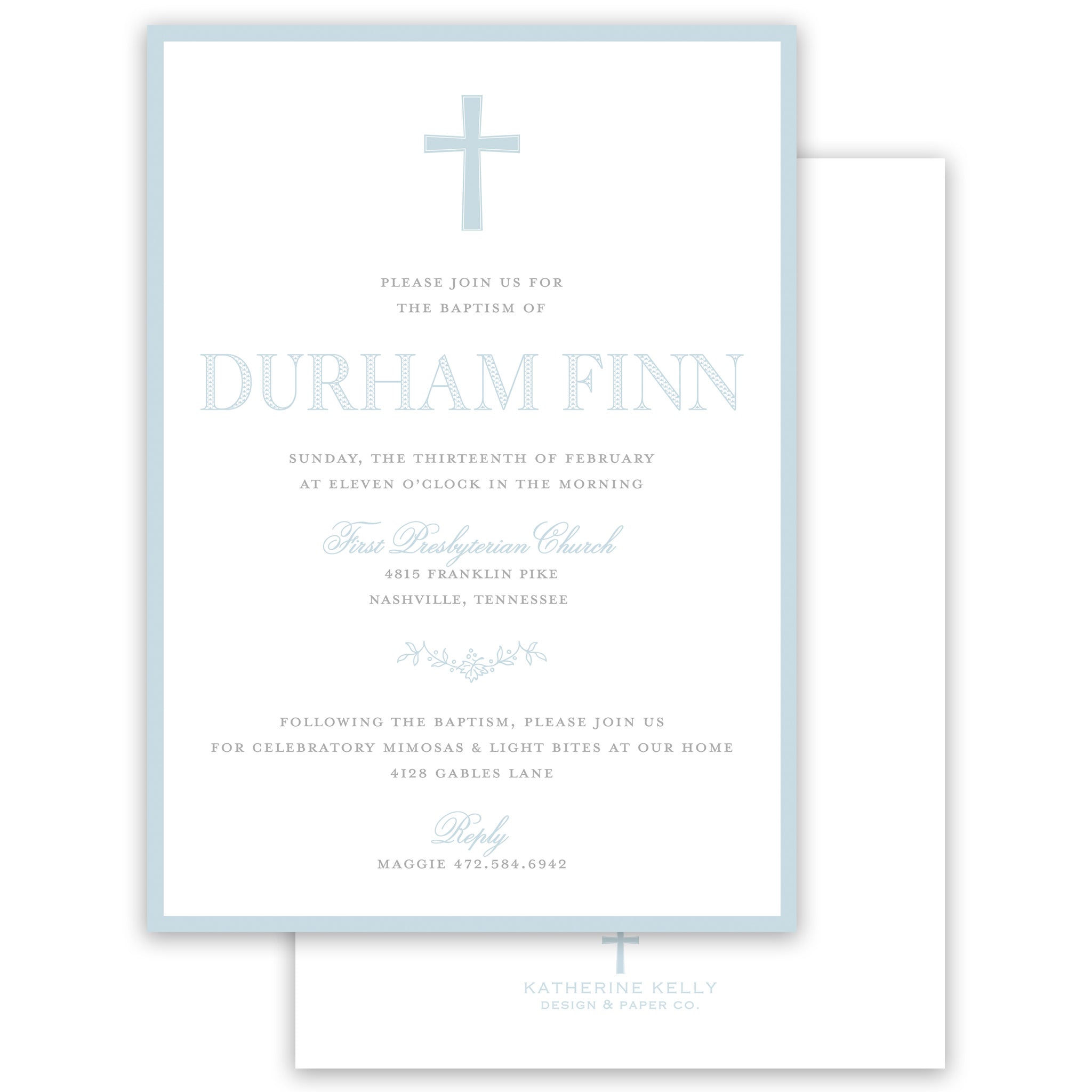 Blue Baptism Invitation