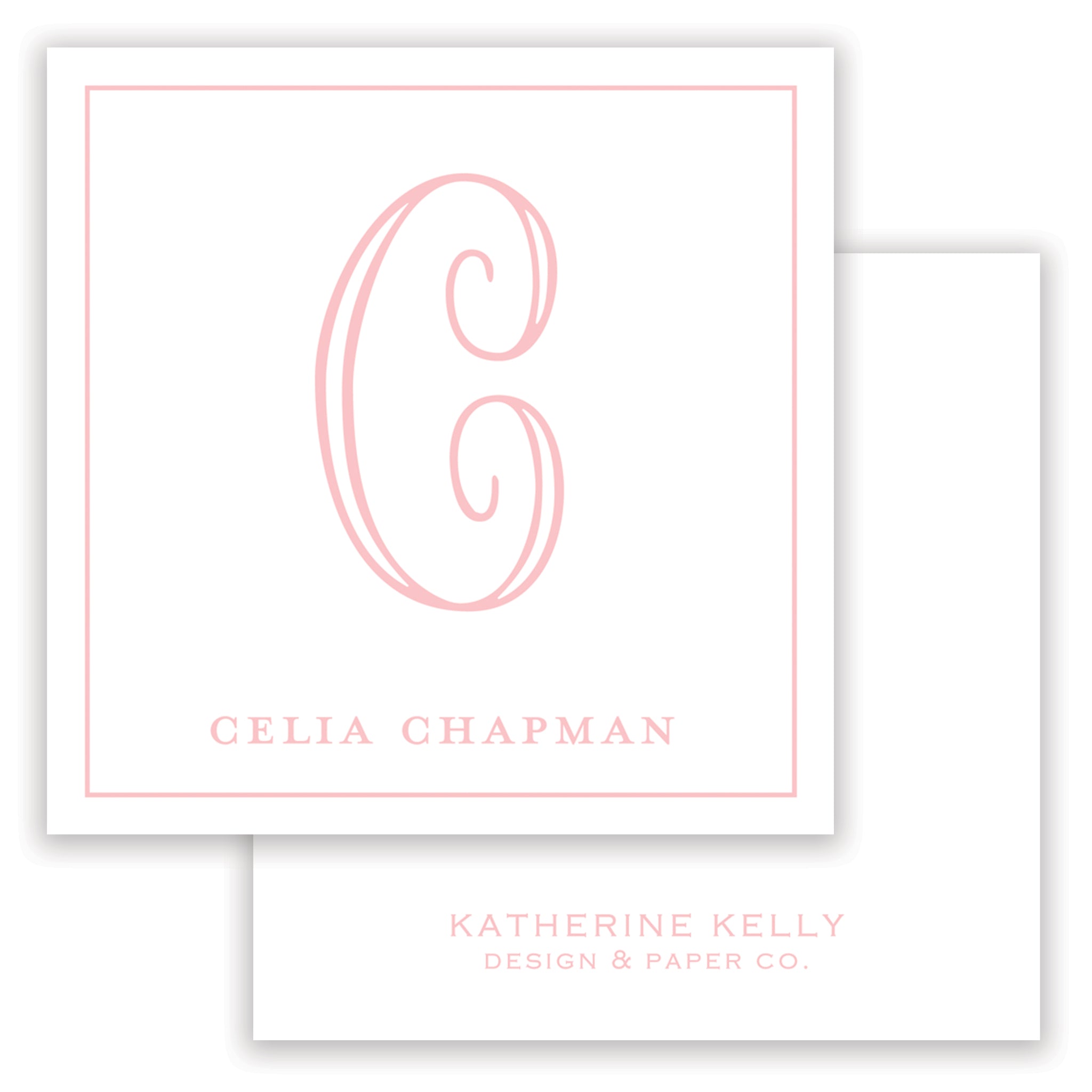 Classic Pink Initial Enclosure Card