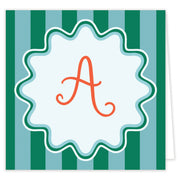 Teal Initial Folded Note Set With Envelopes
