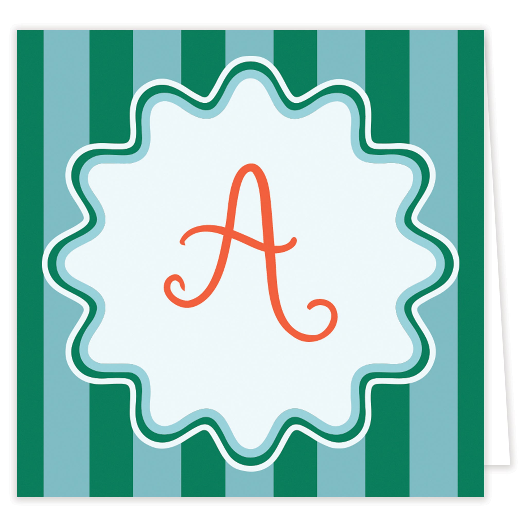 Teal Initial Folded Note Set With Envelopes