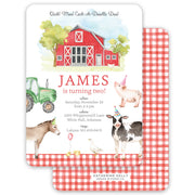 Red Farm Animal Birthday Invitation