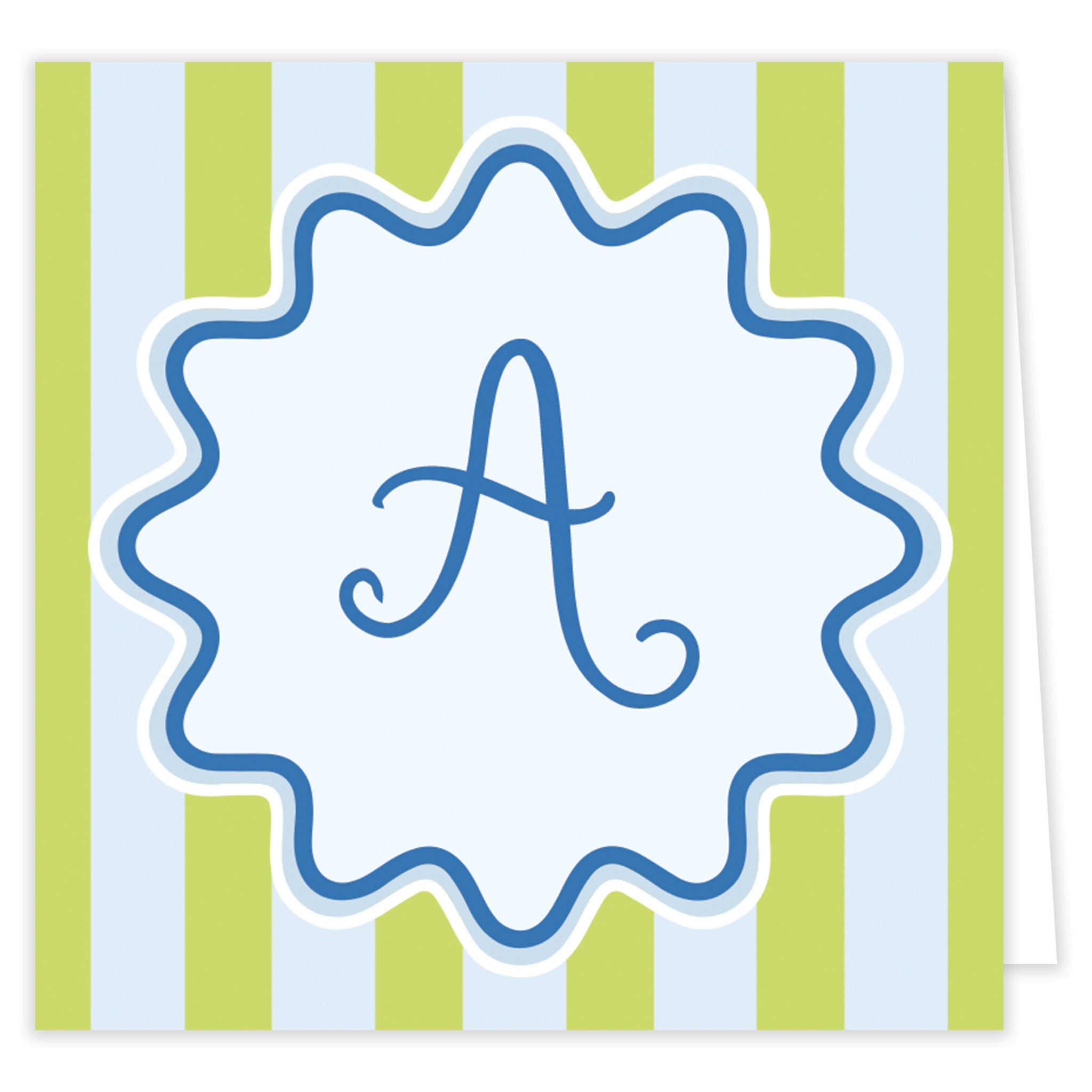 Lime Initial Folded Note Set With Envelopes