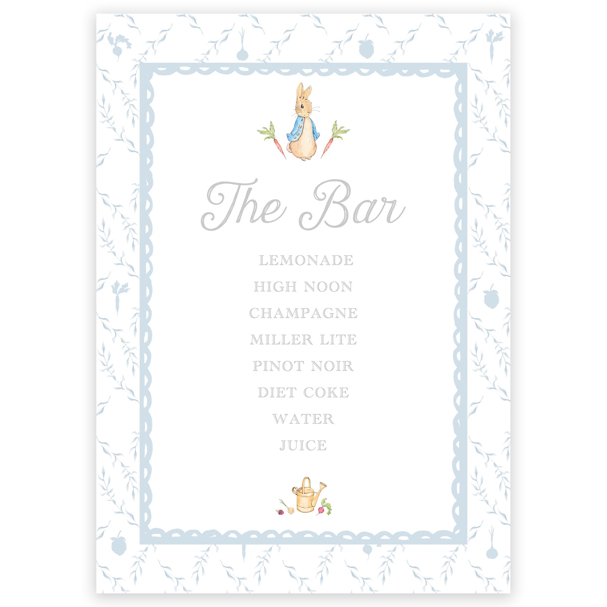 Peter Rabbit Blue Trellis Bar Sign