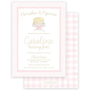 Pancakes & Pajamas Birthday Invitation - Pink