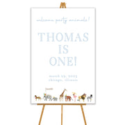 Blue Party Animal Welcome Sign