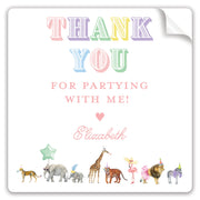 Multi Party Animal Thank You Stickers