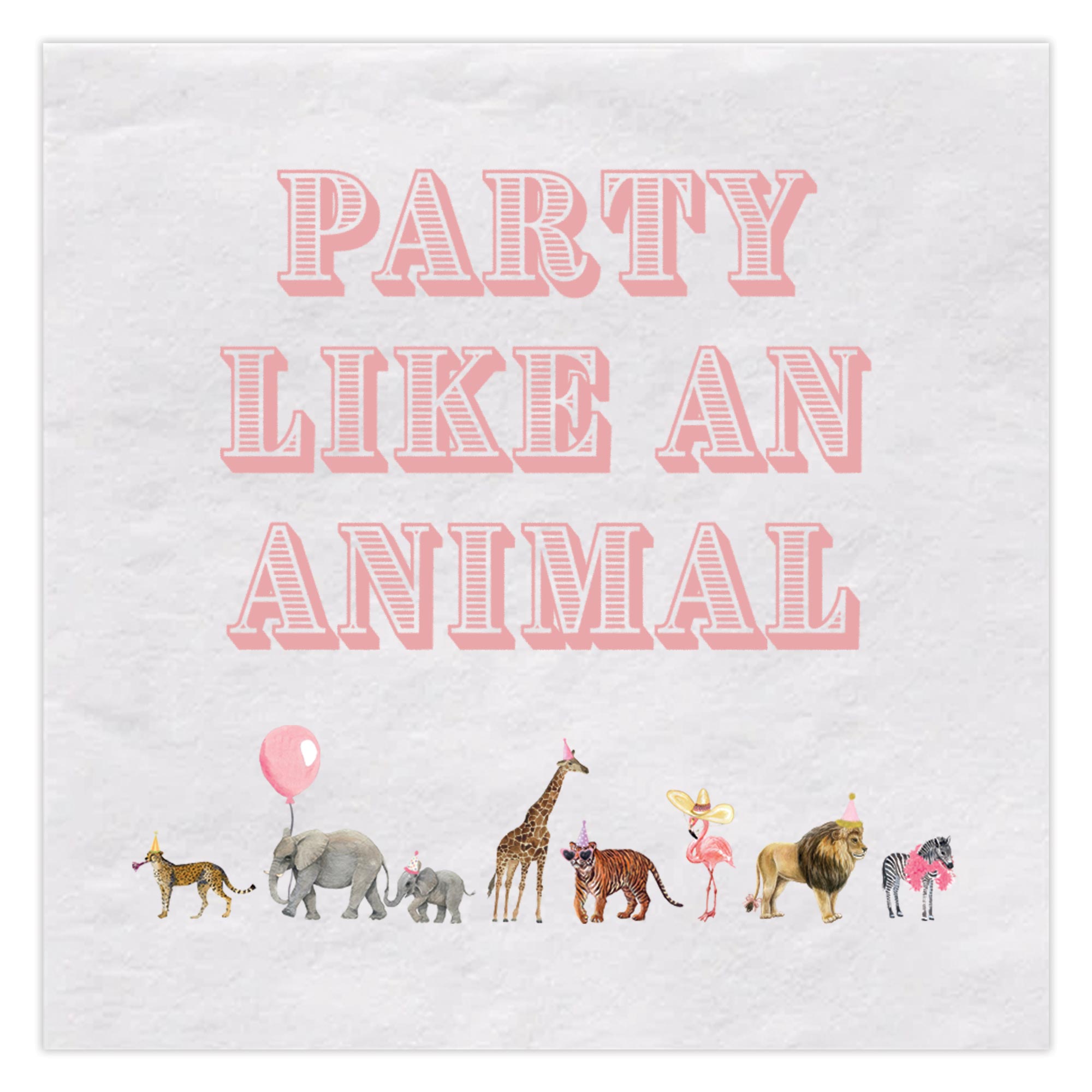 Pink Party Like An Animal Beverage Napkins