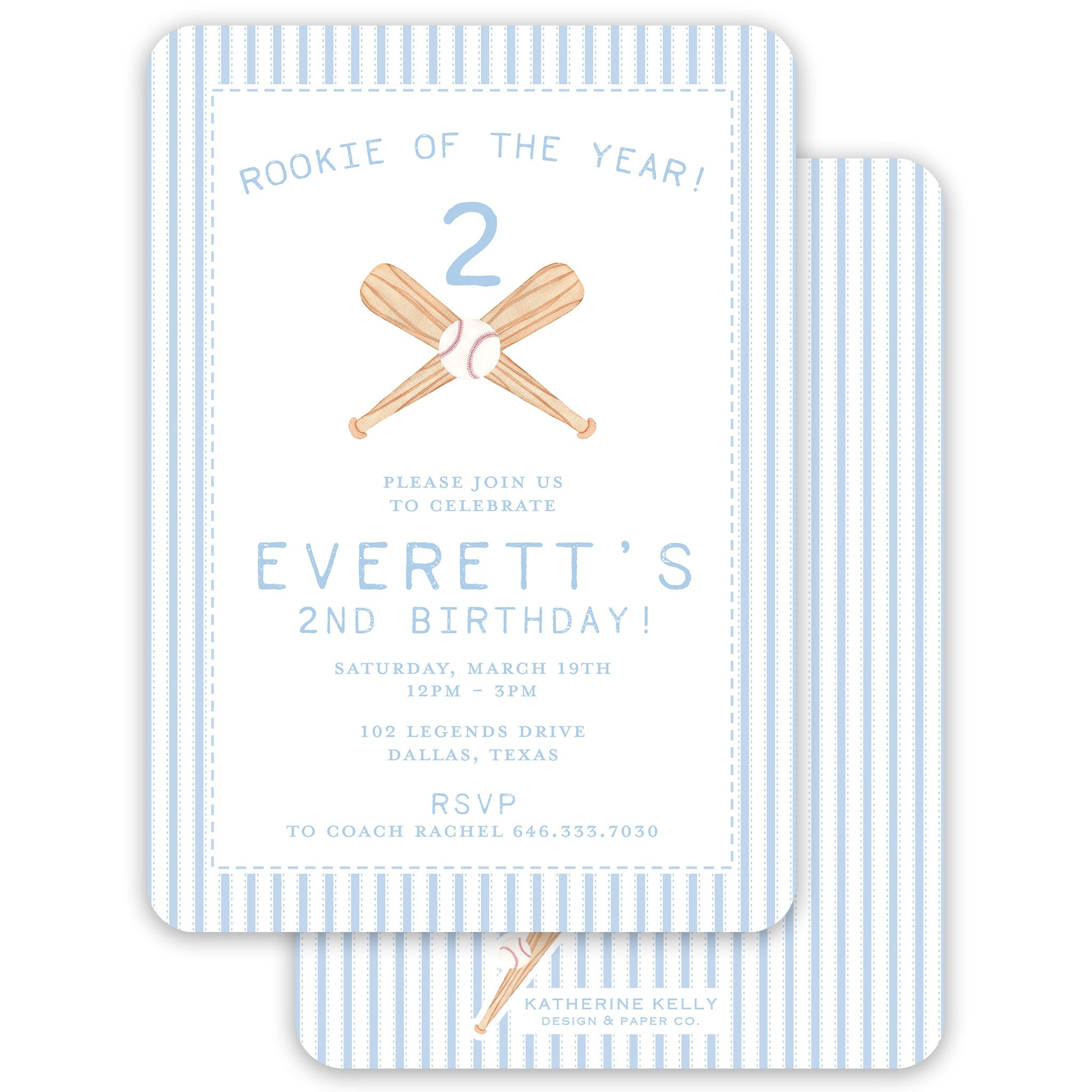 Rookie Of The Year Baseball Birthday Invitation
