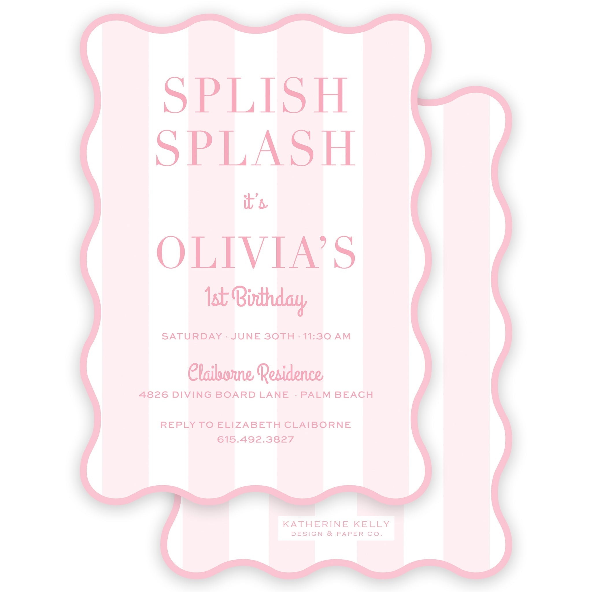 Pink Splish Splash Birthday Invitation