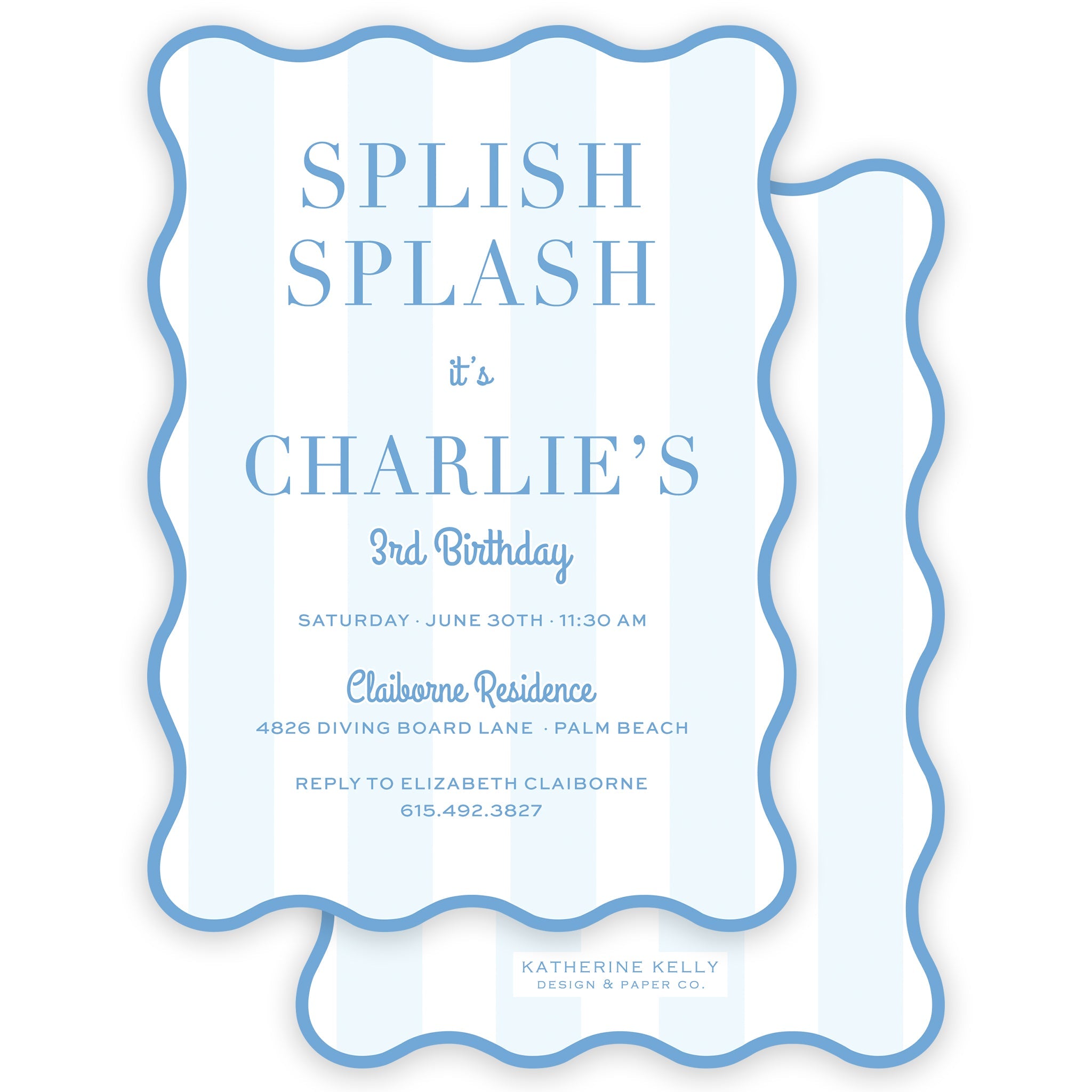 Blue Splish Splash Party Invitation
