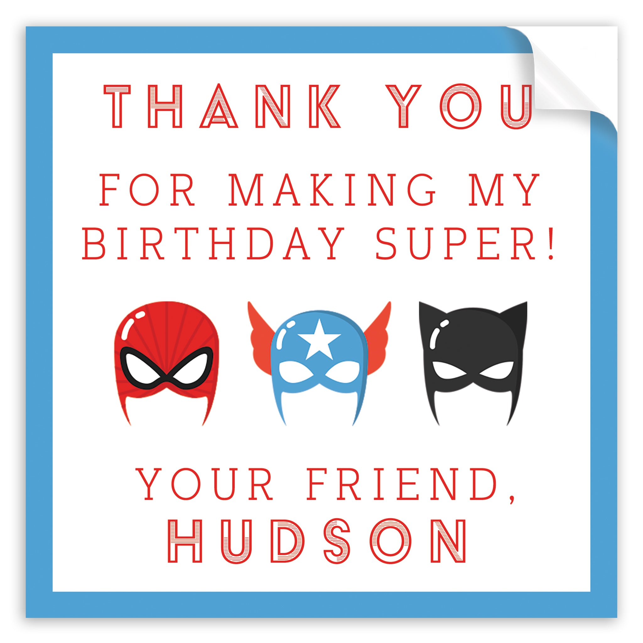 Superhero Thank You Stickers