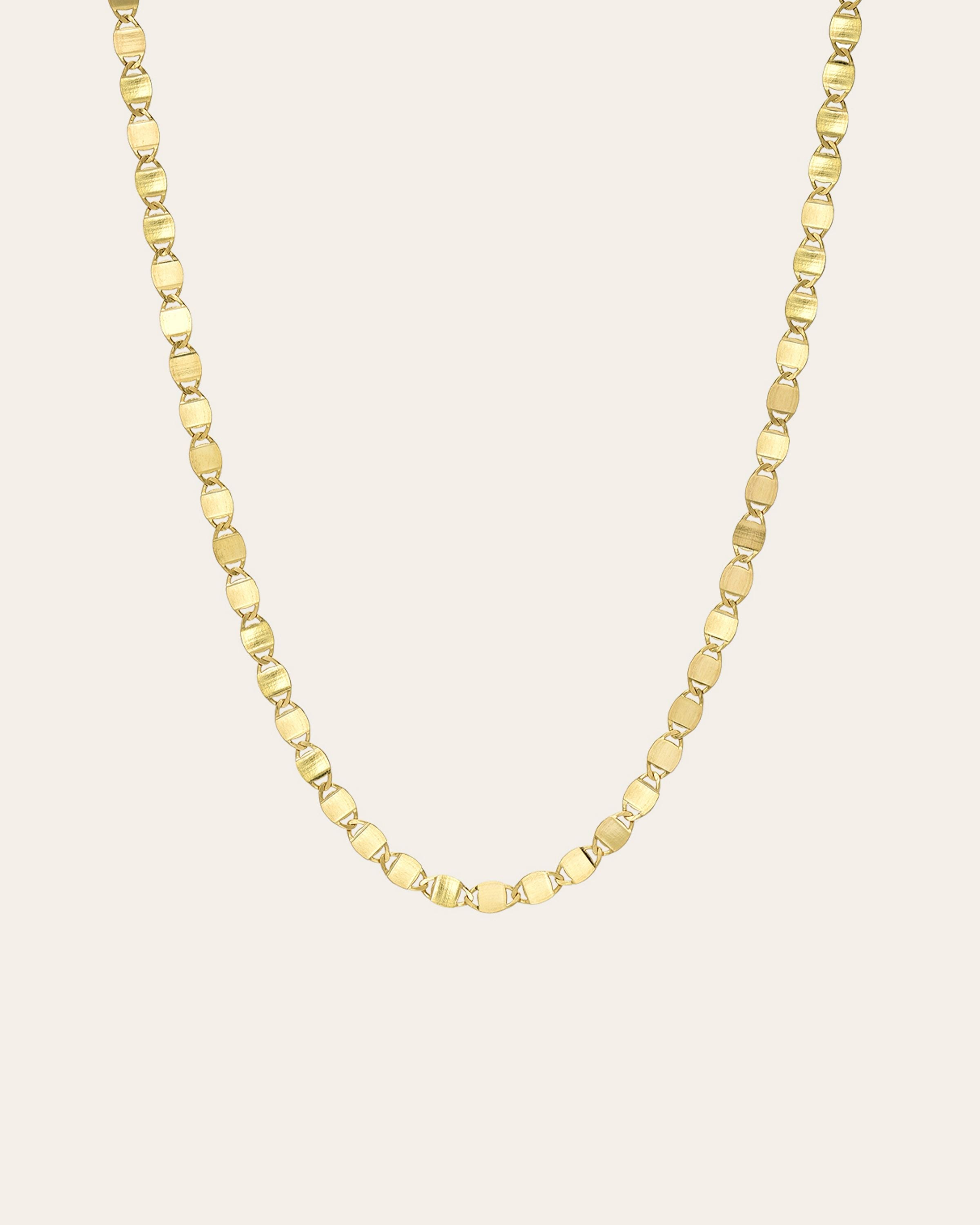 14k Gold Mirror Chain Link Necklace