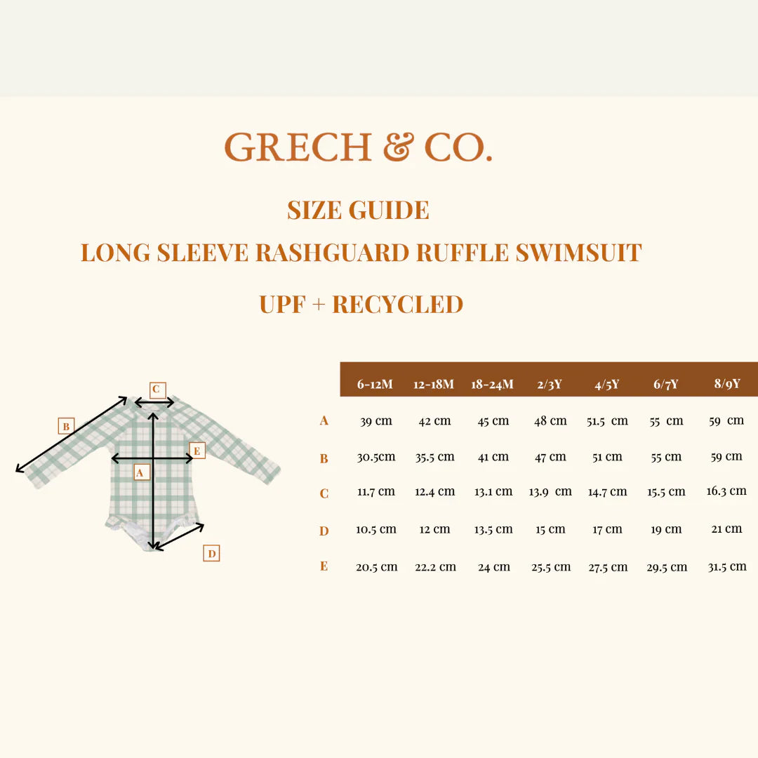 Long Sleeve Rashguard Ruffle Swimsuit | Upf + Recycled - Sunset Meadow