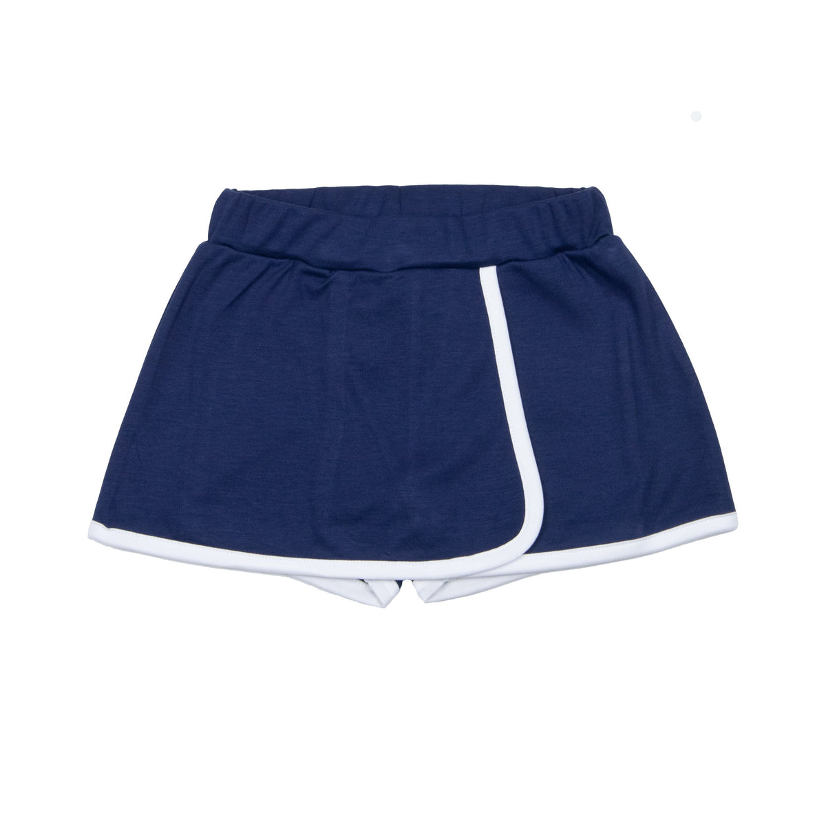 Girls Navy Knit Skort With White Trim