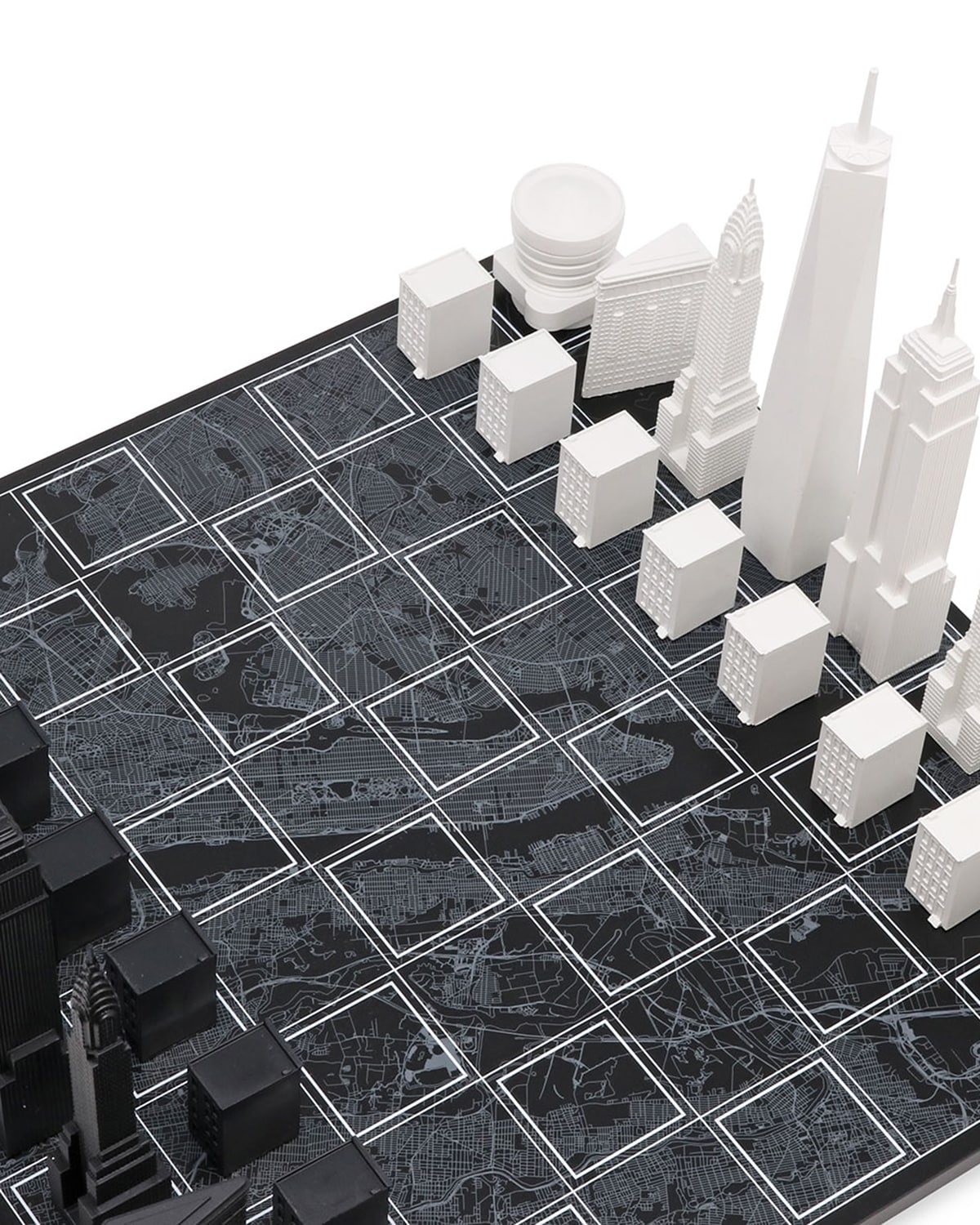Skyline Chess Chess Set Acrylic New York Edition With Wood Map Board
