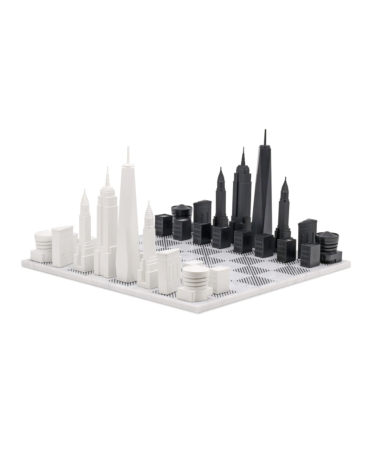 Skyline Chess Chess Set Acrylic New York Edition With Marble Hatch Board
