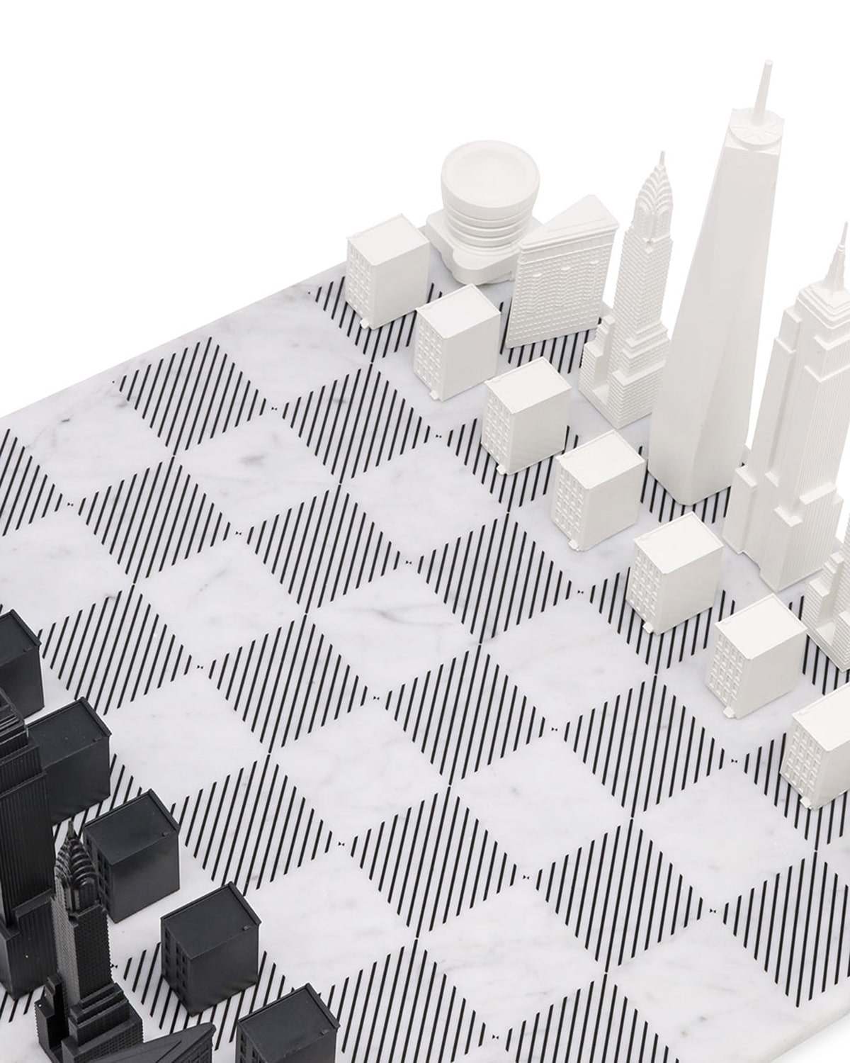 Skyline Chess Chess Set Acrylic New York Edition With Marble Hatch Board