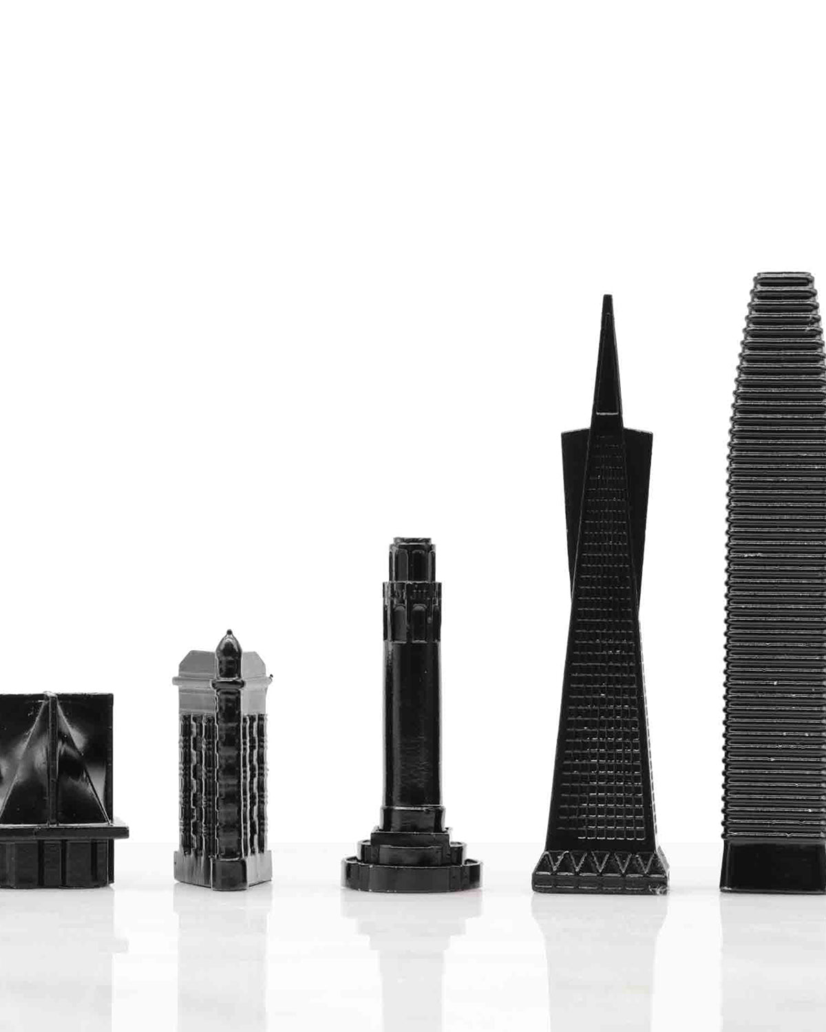 Skyline Chess Chess Set Stainless Steel San Francisco Edition With Wood Map Board
