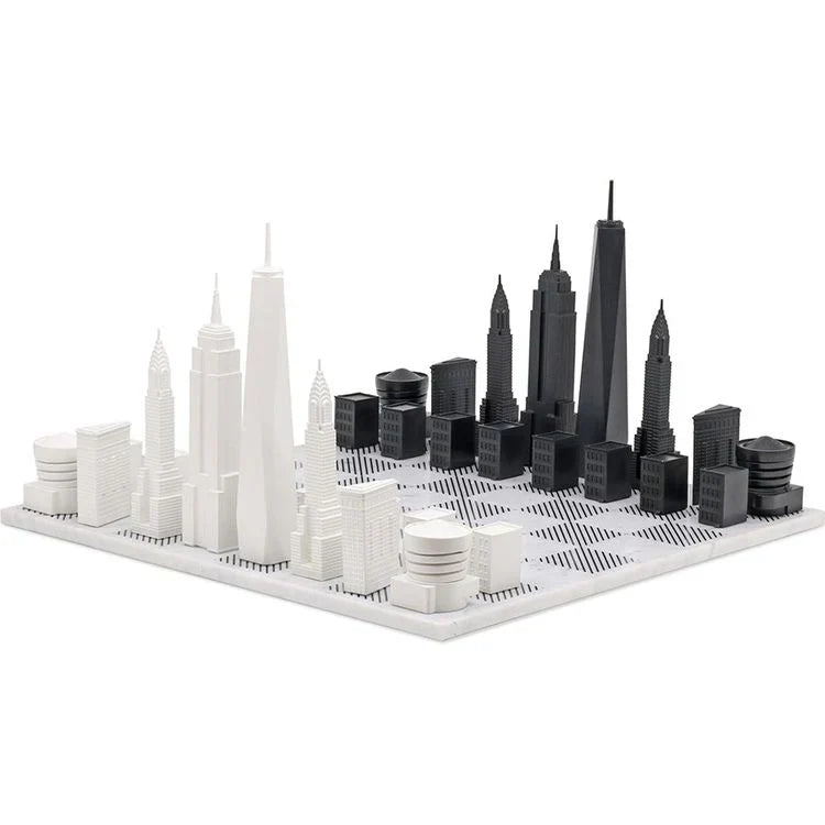 Skyline Chess Chess Set Acrylic New York Edition With Marble Hatch Board